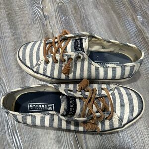 Sperry Women’s Canvas Boat Shoes - Navy and Cream Stripes
